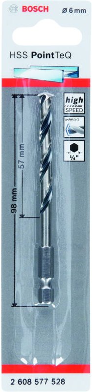 HSS PointTeQ, Sechskant-Metallbohrer (6,0 mm) BOSCH 2608577528