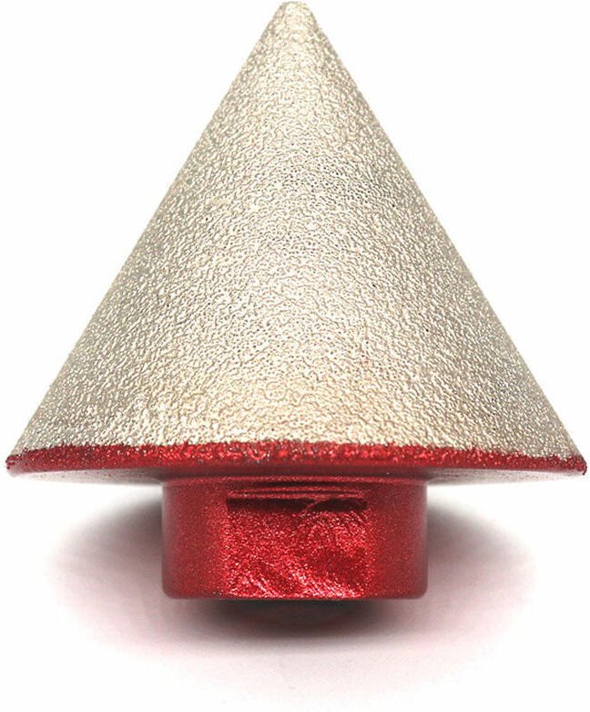 Gelöteter Diamantbohrer zum Bohren von Stein, Keramik, Fliesen und Glas. Kegelspitze, 48 mm Durchmesser. M14-Gewinde.