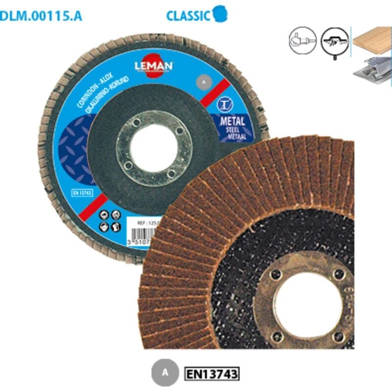 Box mit 10 Korund-Schleifscheiben für Metall Classic ø 125 Körnung 40 Bohrung 22,23 mm Konisch