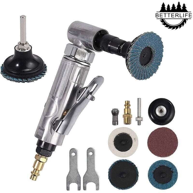 Pneumatischer Winkelschleifer (1/4 BSP 6,2 bar) für Karosseriearbeiten, Polieren, Entgraten, Abrunden, Schleifen, ausges...