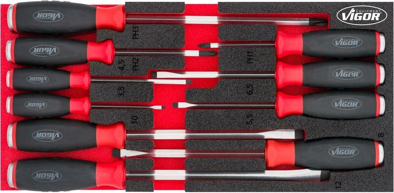 Schraubendreher Satz mit Schlagkappe, Schlitz Profil, Kreuzschlitz Profil ph, 0,6 x 3,5 - 2 x 12, PH1 - PH3, Anzahl Werk...