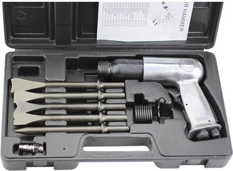 Set mit 150 pneumatischen Meißeln, pneumatischen Werkzeugen, 4500 U/min, inklusive 4 Meißeln, 1 Feder und 1 Verbindungss...