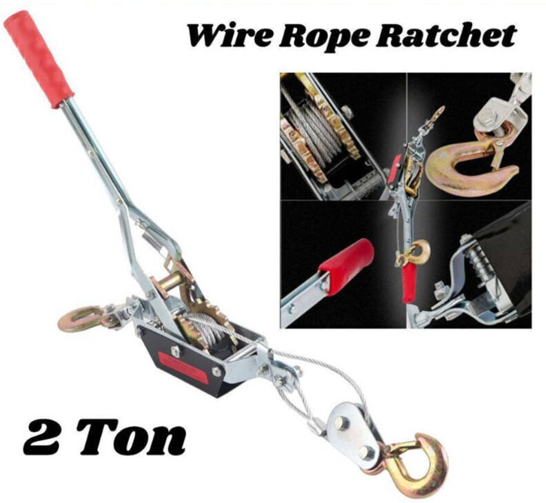 Vtizikl Extracteur de câble en acier robuste à 2 crochets, 2 tonnes - Outil à cliquet pour treuil de chaîne - Treuil man...