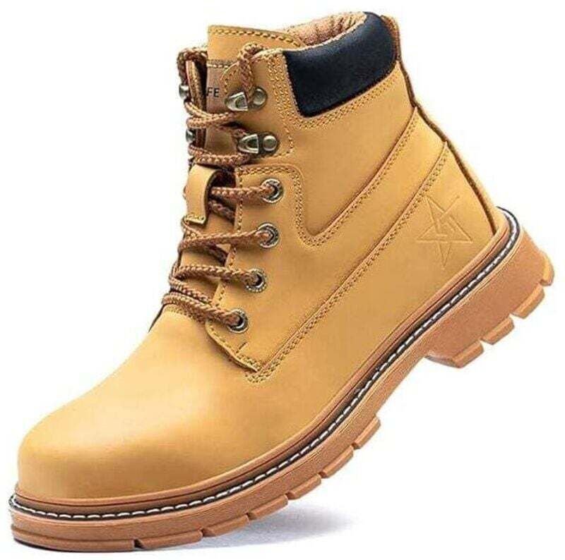 Sicherheitsschuhe für Damen und Herren, wasserdichte Arbeitsstiefel aus Leder, leicht, mit Stahlkappe, unverwüstliche Si...