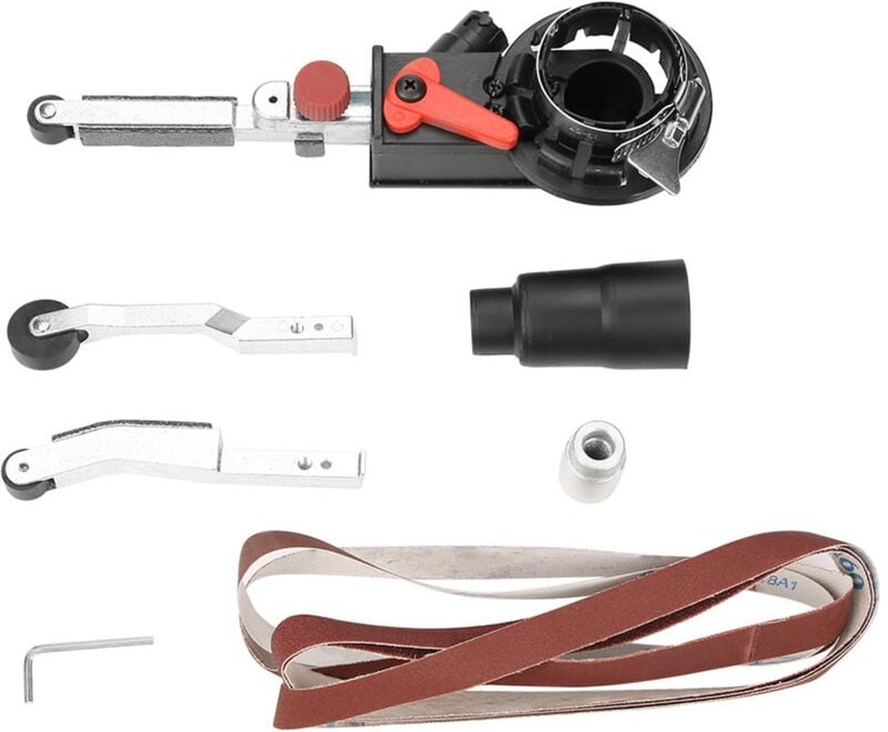 Ausla 14mm Bandschleifer-Winkeladapter mit Schleifbändern und Metallstangenabdeckung zum Polieren von Glas