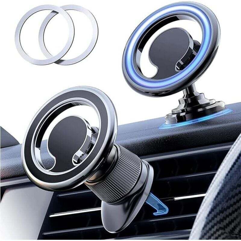 Magnetische Autohalterung, kompatibel mit Magsafe, 2-in-1 Universal-Autohalterung mit Lüftungsschlitz für iPhone 14, 13,...