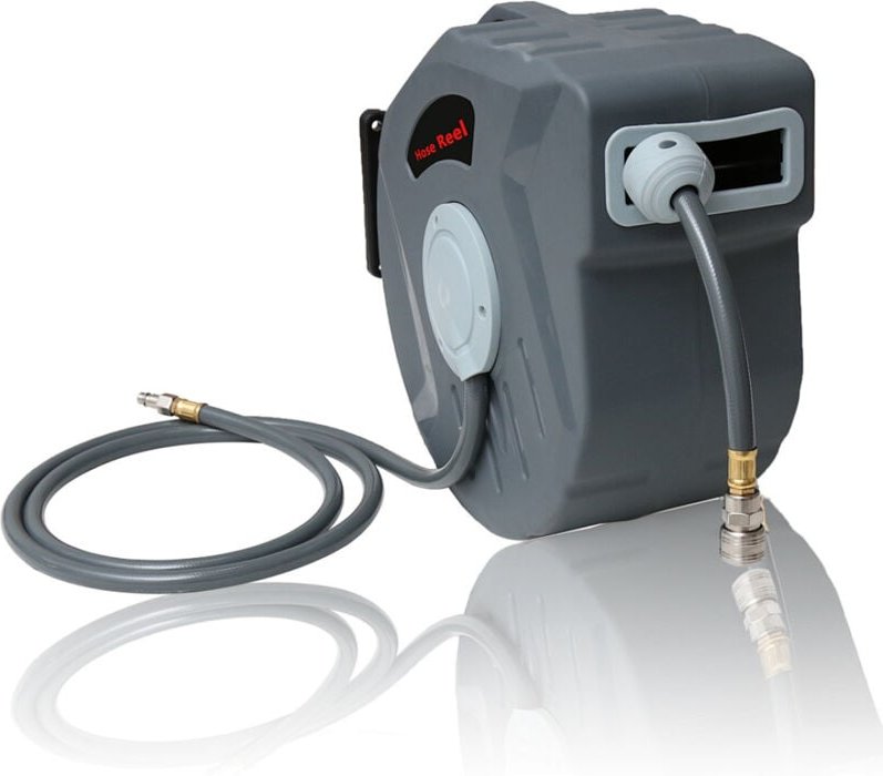Wolketon Schlauchtrommel Schlauchaufroller Automatik Druckluft automatisch 30m Druckluftschlauch 1/4 Anschluss incl. Wan...