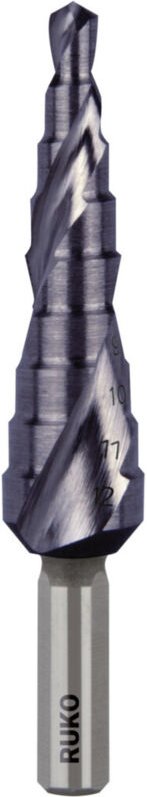 RUKO Stufenbohrer HSS-TiAlN, spiralgenutet mit Kreuzanschliff - 101050-9F