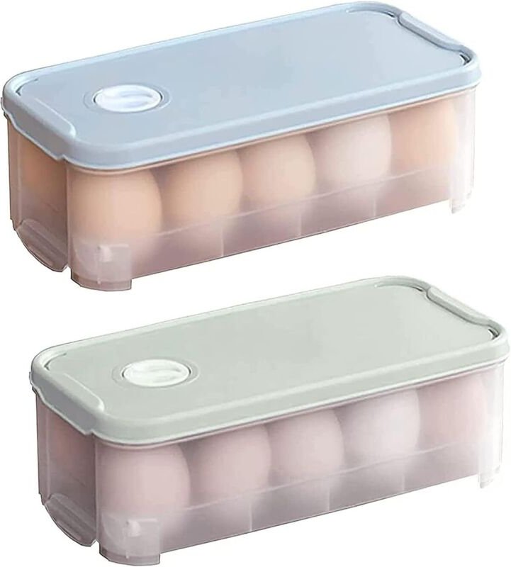 Kühlschrank-Eierbox, 2 Stück, Eieraufbewahrungsbox für 10 Eier, Eierbox aus Kunststoff mit Deckel, Eier-Lebensmittelbox ...