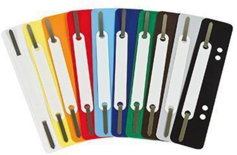 Heftstreifen 3,4 x 15 cm (b x h) Polypropylen je 25 x weiß gelb orange rot hellblau dunkelblau dunkelgrün grau braun sch...