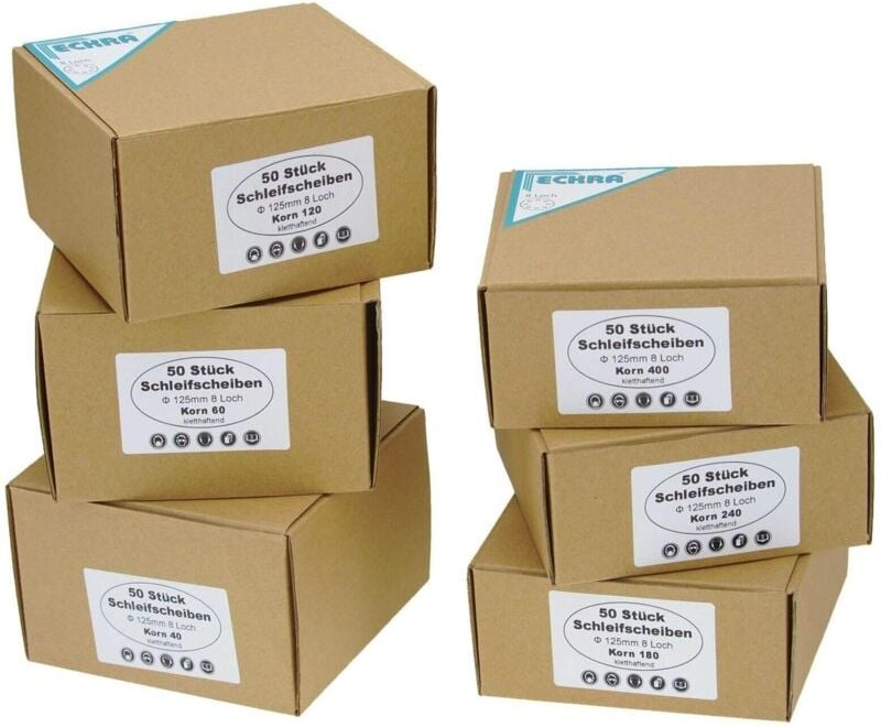 300 Blatt Schleifscheiben Klett 125mm Schleifpapier Korn 40 bis 400 Set