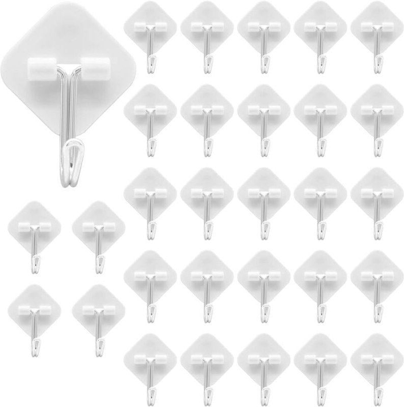 Lot de 30 crochets collants en diamant pour douche de salle de bain