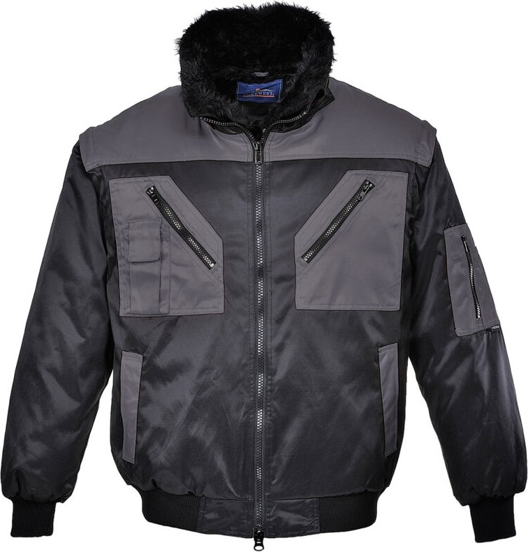 Pilotenjacke zweifarbig Schwarz/Grau 3XL