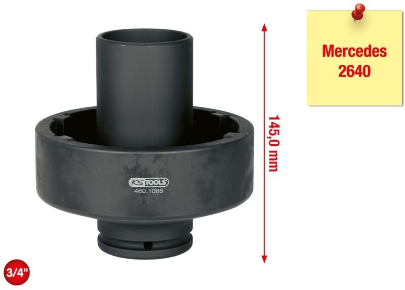 Ks Tools 3/4 Nutmuttern-Schlüssel mit 6 Zapfen mit Führungsrohr für Mercedes, Innenzapfen ø 64 mm