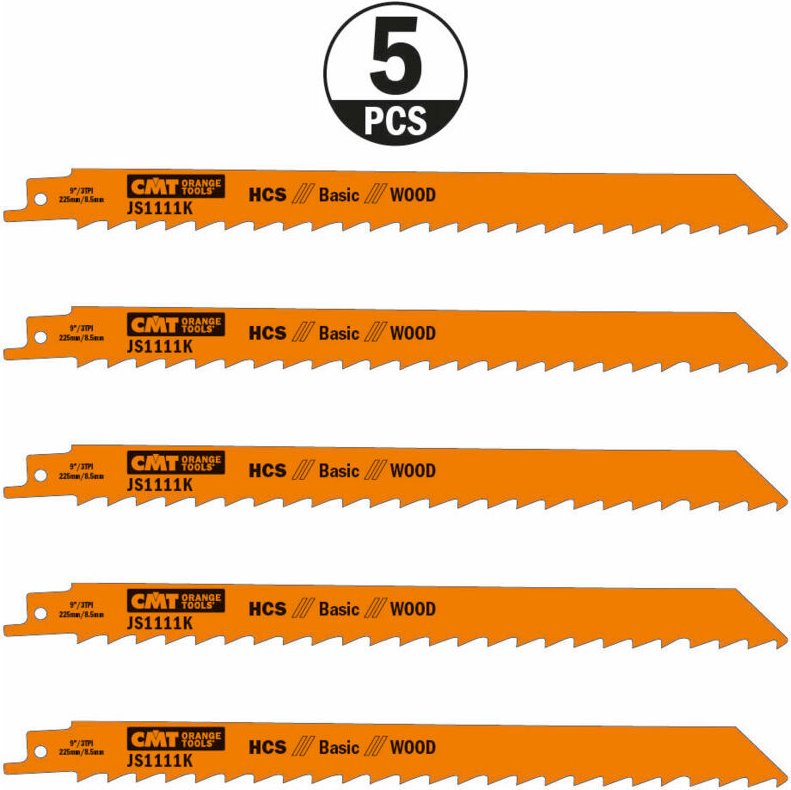 JS1111K-5 5 HCS-Holzsägeblätter 225 x 8,5 x 3 TPI (seitlich gefräst)