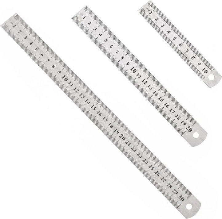 3 Stück Edelstahl Präzisionslineal Metall Gerade Lineal im Set 15 cm (6''), 20 cm (8''), 30 cm (12'') Silber Edelstahlli...