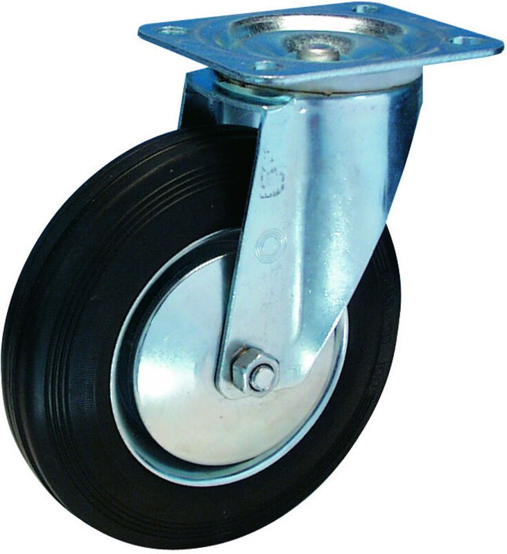 Lenkrolle 160mm Platte,Gummi schw.,RL L400.B55.161