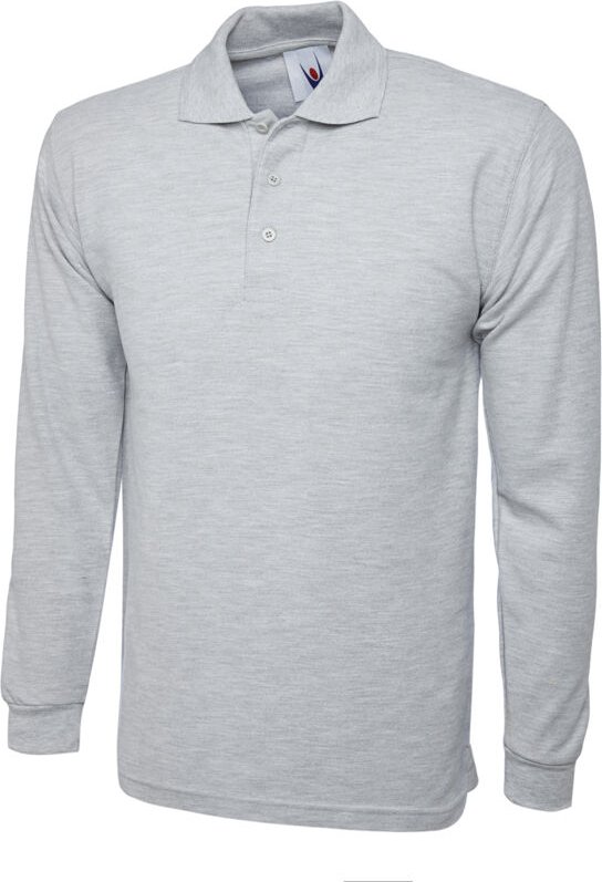 Classic langarm Poloshirt Grau-Meliert XL 220 g/m²