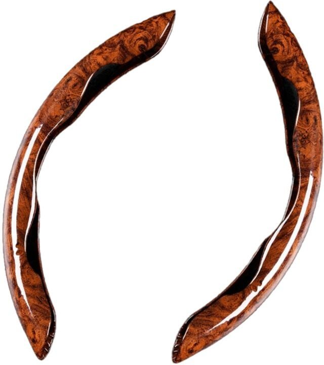 Tlily - Universal Mahagoni Auto Lenkradbezug Sandelholz Modifizierter Innenraum Lenkradschutz Kartenhalter