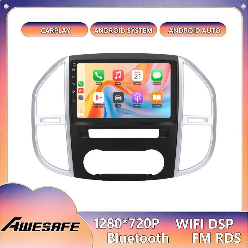 AWESAFE Autoradio Android 13 für Mercedes Benz Vito (2014-2020) 2GB+64GB 10'' Touchscreen CarPlay GPS WiFi Bluetooth And...