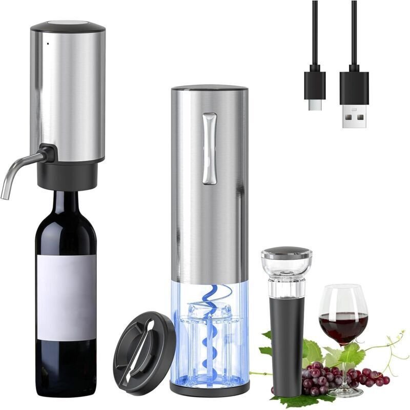 Wiederaufladbarer 5-in-1-Flaschenöffner mit elektrischem Weinausschank, Dekanter, Schaumschneider und Vakuumpumpe. Ideal...