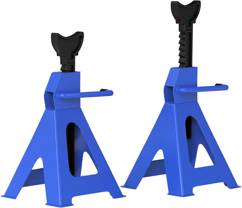 Unterstellbock 3 Tonnen Traglast 2 Stück Stützbock inkl Sicherungssplint 13 stufig Höhenverstellbar 385 mm bis 600 mm