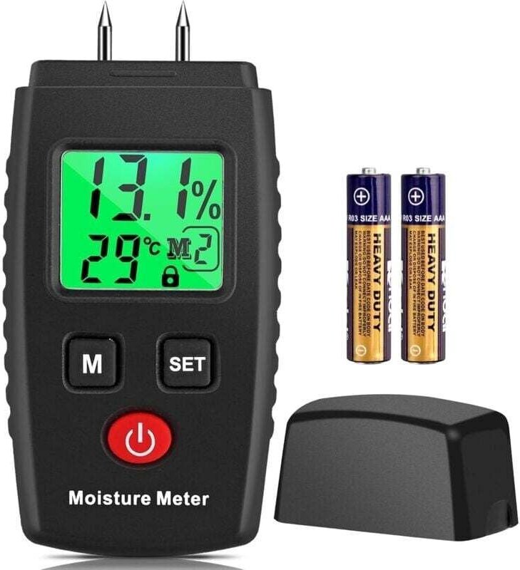 Feuchtigkeitsmessgerät, nadelförmiger Feuchtigkeitsdetektor mit 3 Betriebsmodi, LCD-Bildschirm mit grüner Hintergrundbel...