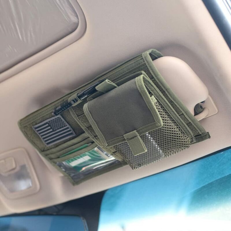 Organizer für Sonnenblenden, taktische Sonnenblendenabdeckung für Autos, kompatibel mit Molle-Gurten, Aufbewahrungstasch...