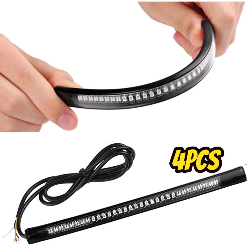 LED-Lichtleiste – Motorrad-Brems-/Blinkerleuchte – 48 LEDs – Vielseitig und flexibel (4er-Pack)