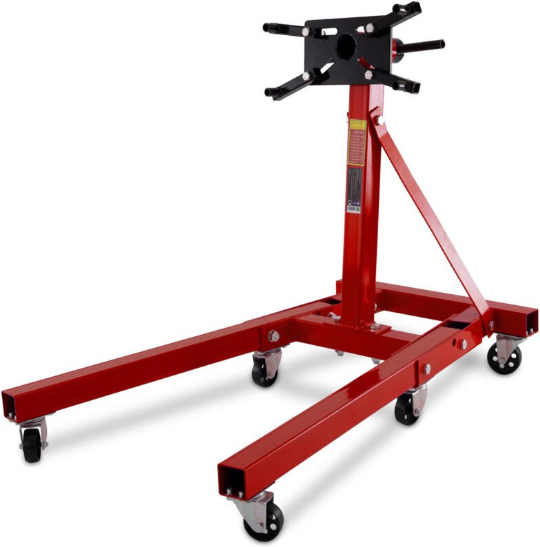 Bituxx Motorständer Kfz Motorhalter Motorbock Motorträger Drehbar Klappbar und mit Rollen bis 900Kg Rot