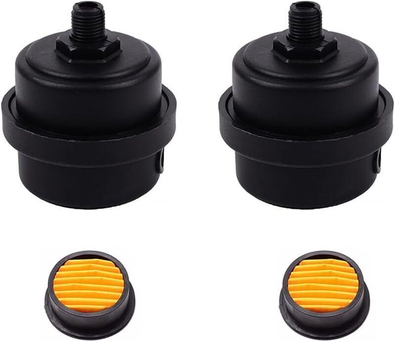 Zwei 12-mm-Kunststoff-Schalldämpferfilter, geeignet für Luftkompressoren. Kunststoff-Schalldämpferfilter