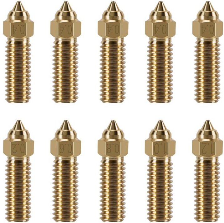 3D-Drucker-Extruderdüsen-Kit für K1/K1 Max, hohe Temperatur- und Verschleißfestigkeit, 10-teiliges Messing