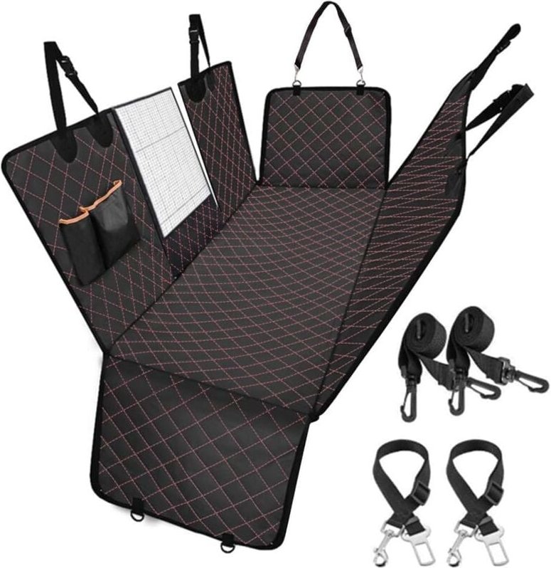 Hunde-Autositzbezüge, Schutz mit Sichtfenster und 2 Sicherheitsgurten, wasserdicht und rutschfest, reißfest, für univers...