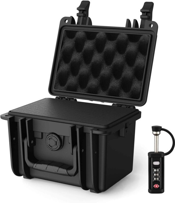 Wiltec Fotokoffer 21,9 x 18,5 x 15,4 cm mit Kofferschloss, Kamera Koffer aus PP und Glasfaser, Schutzkoffer mit Würfelsc...