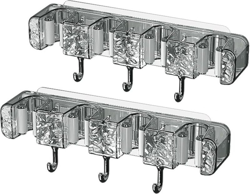 2 Stück Mopphalter zur Wandmontage, ohne Bohren, Kunststoff, Wandmontage, Mopphalter, Besenaufhänger, selbstklebend, mit...