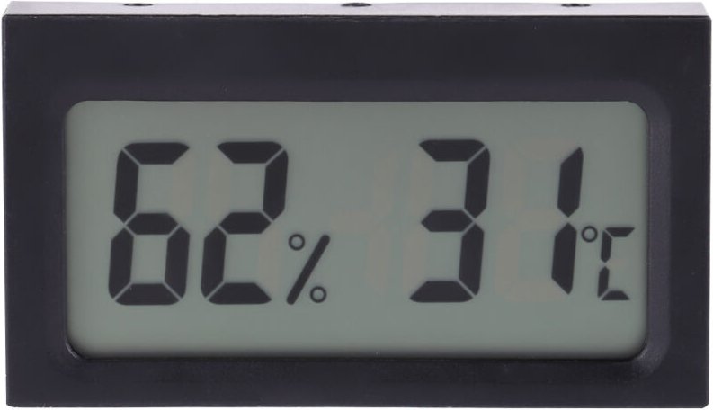 Tragbares digitales Thermometer-Hygrometer mit LCD-Anzeige, 0 bis 50 °C, 25 bis 98 % relative Luftfeuchtigkeit