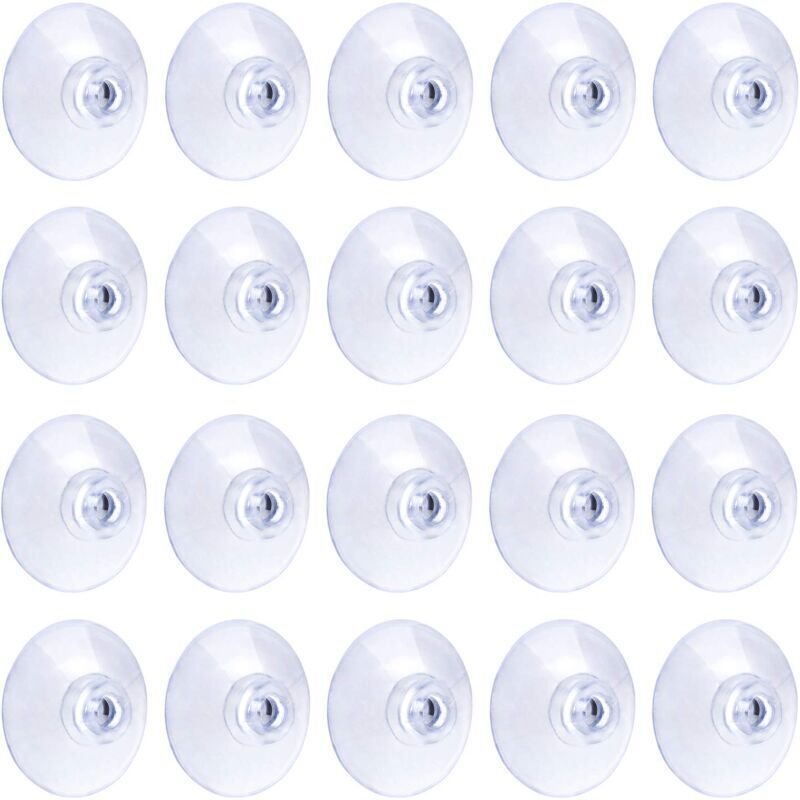ZVD - 20 Stück transparente Saugnäpfe, 3 cm, PVC-Kunststoff-Saugnapf ohne Haken für Heimdekoration und Organisation