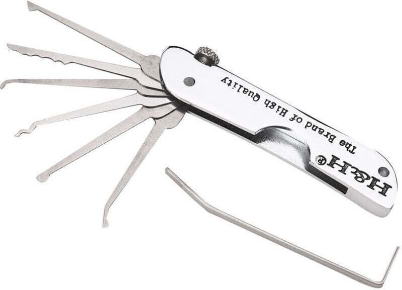 7-in-1-Dietrich-Set aus Edelstahl mit faltbarem Schlüsselsatz, 10,5 x 1,3 x 3,7 cm