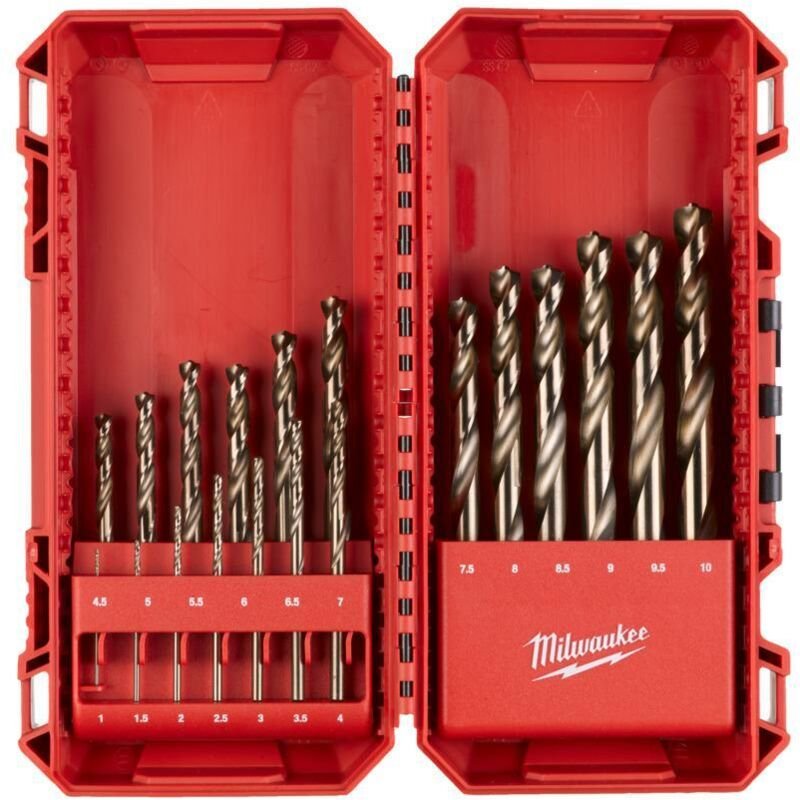 Milwaukee HSS-G Kobaltbohrer-Set für Metall, 19-teilig, 1–10 mm