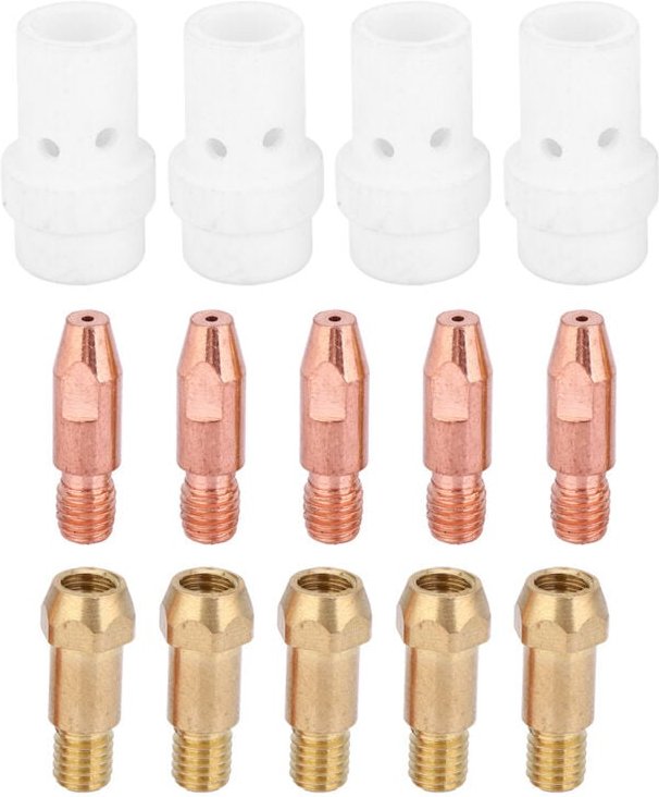 MIG-Schweißzubehör, MIG-Schweißbrenner-Schweißdüsen, Düsenverteilerdüse, 14-teilige Kontaktdüse ohne Gasverteilerdüse (0...