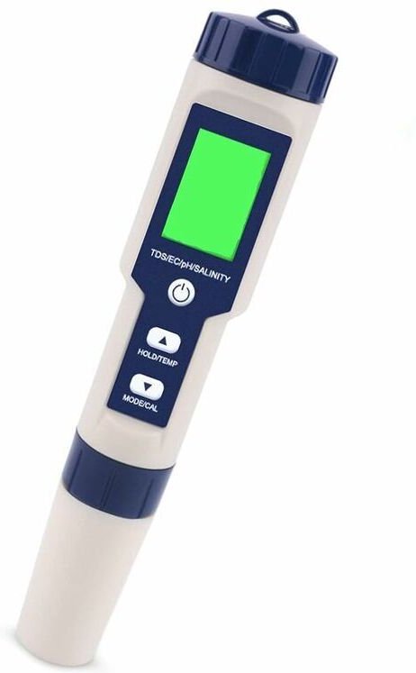 Elektronisches 5-in-1-PH-Messgerät, pH-, TDS- und EC-Salzgehalt- und Temperaturtester für Wasserqualität, LCD-Display un...
