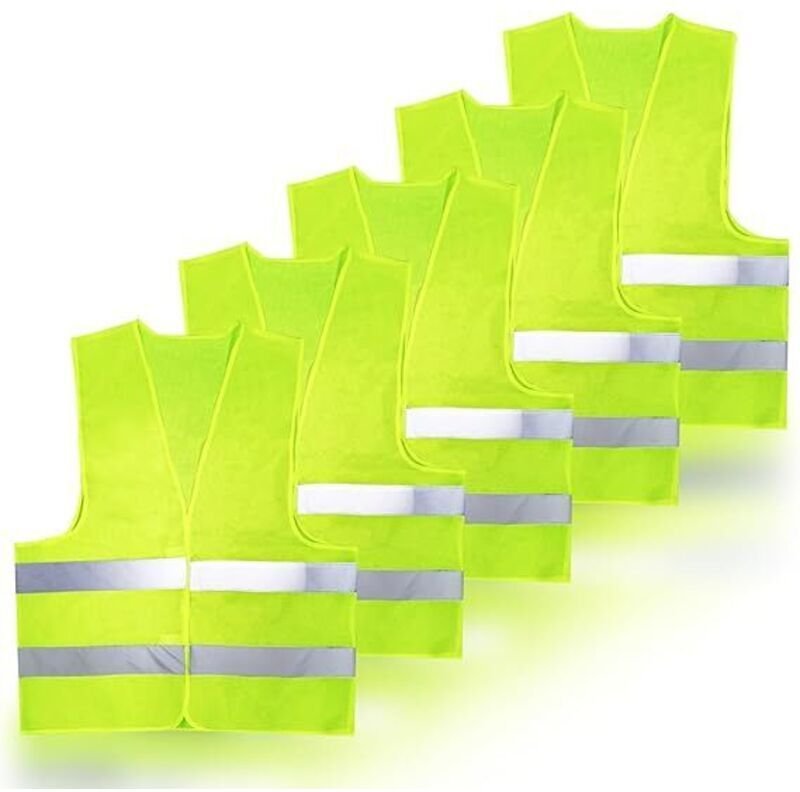 5-teiliges Warnwesten-Set, Warnweste, atmungsaktive Arbeitswesten mit Reflektorstreifen