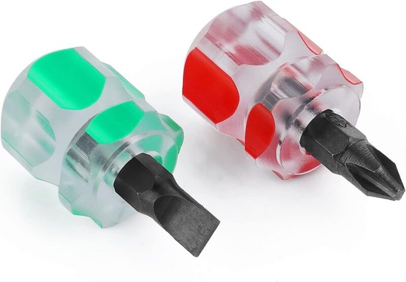 2-teiliges Schraubendreher-Set: Mini-Schraubendreher, kurzer Schlitzschraubendreher, Kreuzschlitzschraubendreher für Näh...
