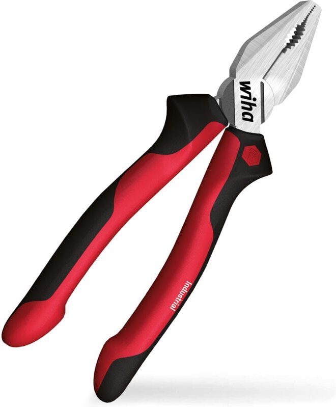 Kombizange Industrial i optimale Kraftübertragung i extra lange Schneide i Greiffläche mit Dreipunkt Abstützung i 180 mm...