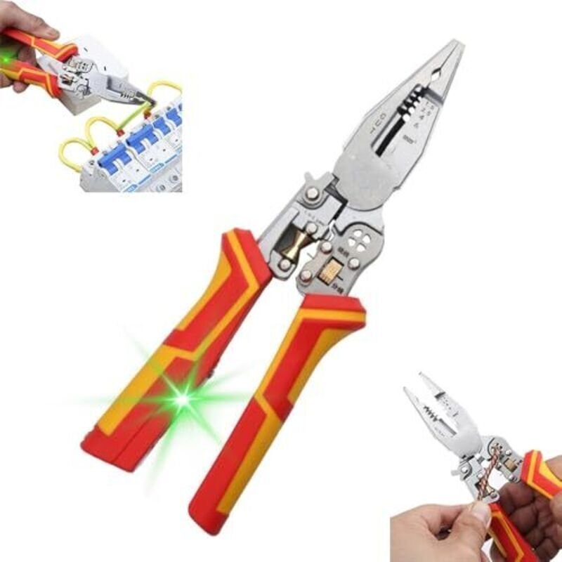 Abisolierzange mit Strommessfunktion, 9-in-1-Elektrikerzange, Multifunktionszange für Elektriker, Multifunktions-Abisoli...