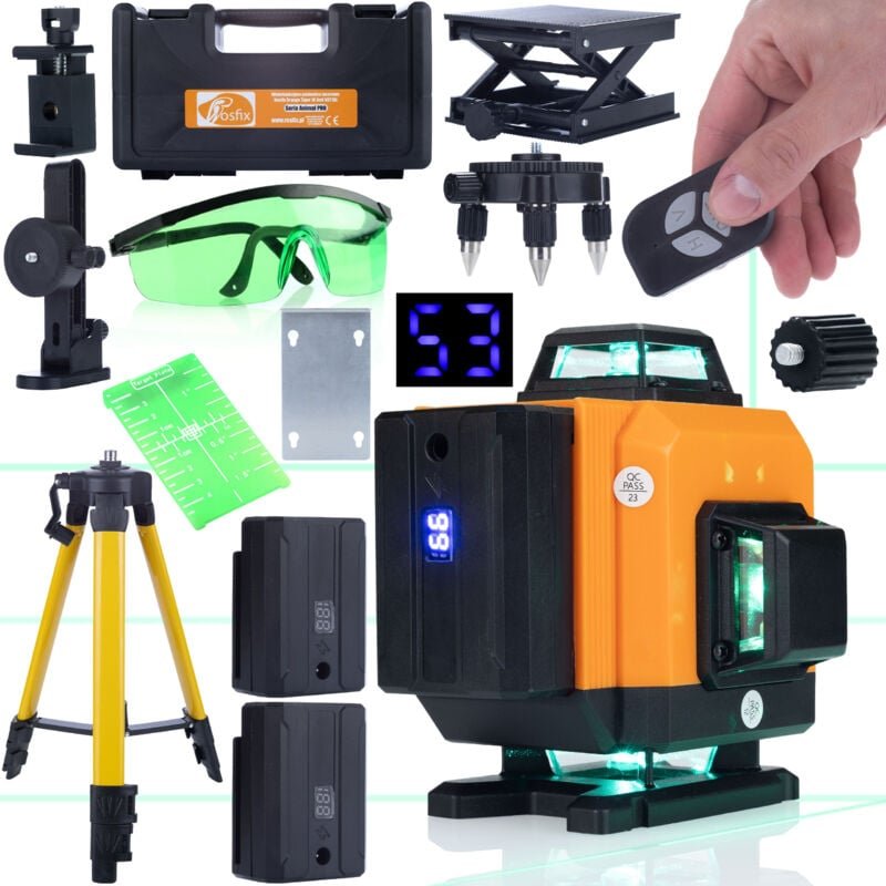 Rosfix Rosfix Orange Tiger Laser-Wasserwaage 16 Linien ROT16L + Grünes Zifferblatt zum Ablesen der Messung + Grüne Schut...