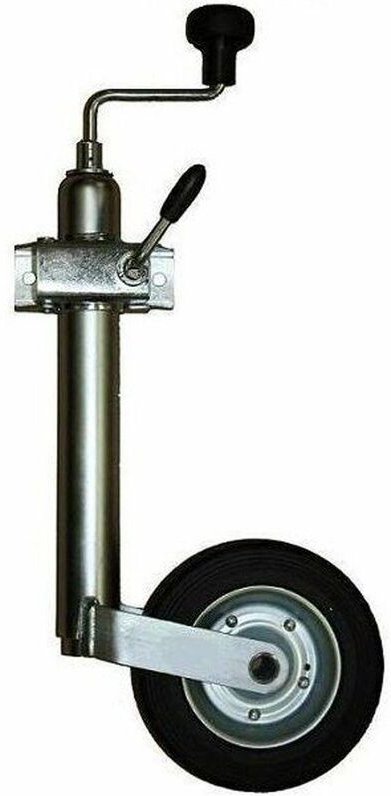 Apex - Anhänger Stützrad 48mm mit Klemmhalter 150kg Rad 200x46 Vollgummi Metallfelge