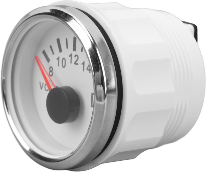 Bootsvoltmeter, Farbhintergrundbeleuchtung, DC 9 bis 32 V, 52 mm, Spannungsmesser für Wohnmobile (silberne Abdeckung mit...