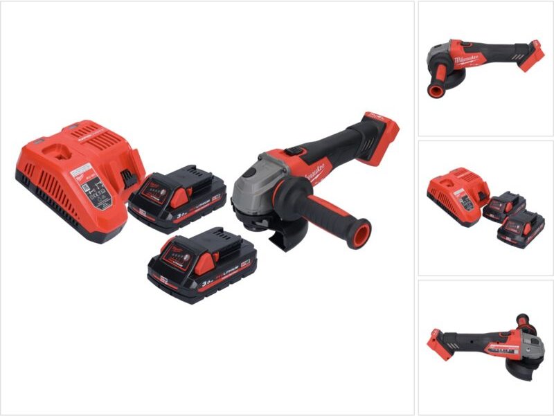 Milwaukee M18 FSAG125X-302 Akku Winkelschleifer 18 V 125 mm Brushless + 2x Akku 3,0 Ah + Ladegerät