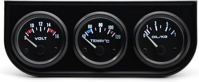 Aiperq - 2' 52mm Auto-Messgerät-KitVoltmeter, Wassertemperatur, Öldruck, Dreifachanzeige für Autos 12V
